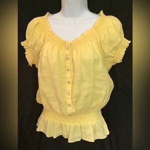 Nine West Sunny Yellow Ruffle Blouse